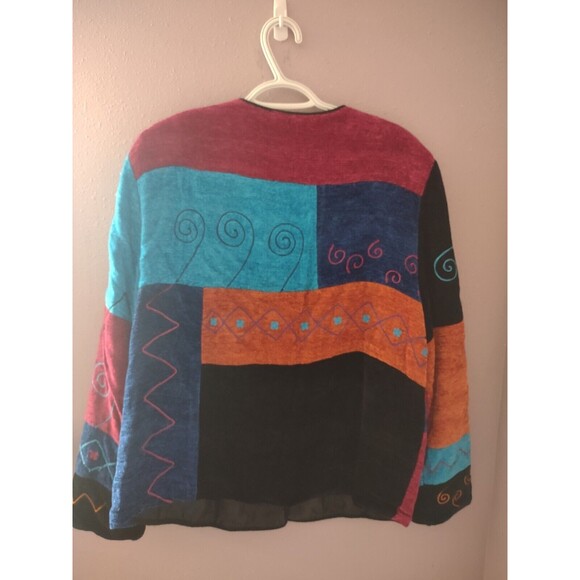 Vintage Allure Wearable Art Cardigan Chenille Size Large Eclectic Versatile - Picture 5 of 8